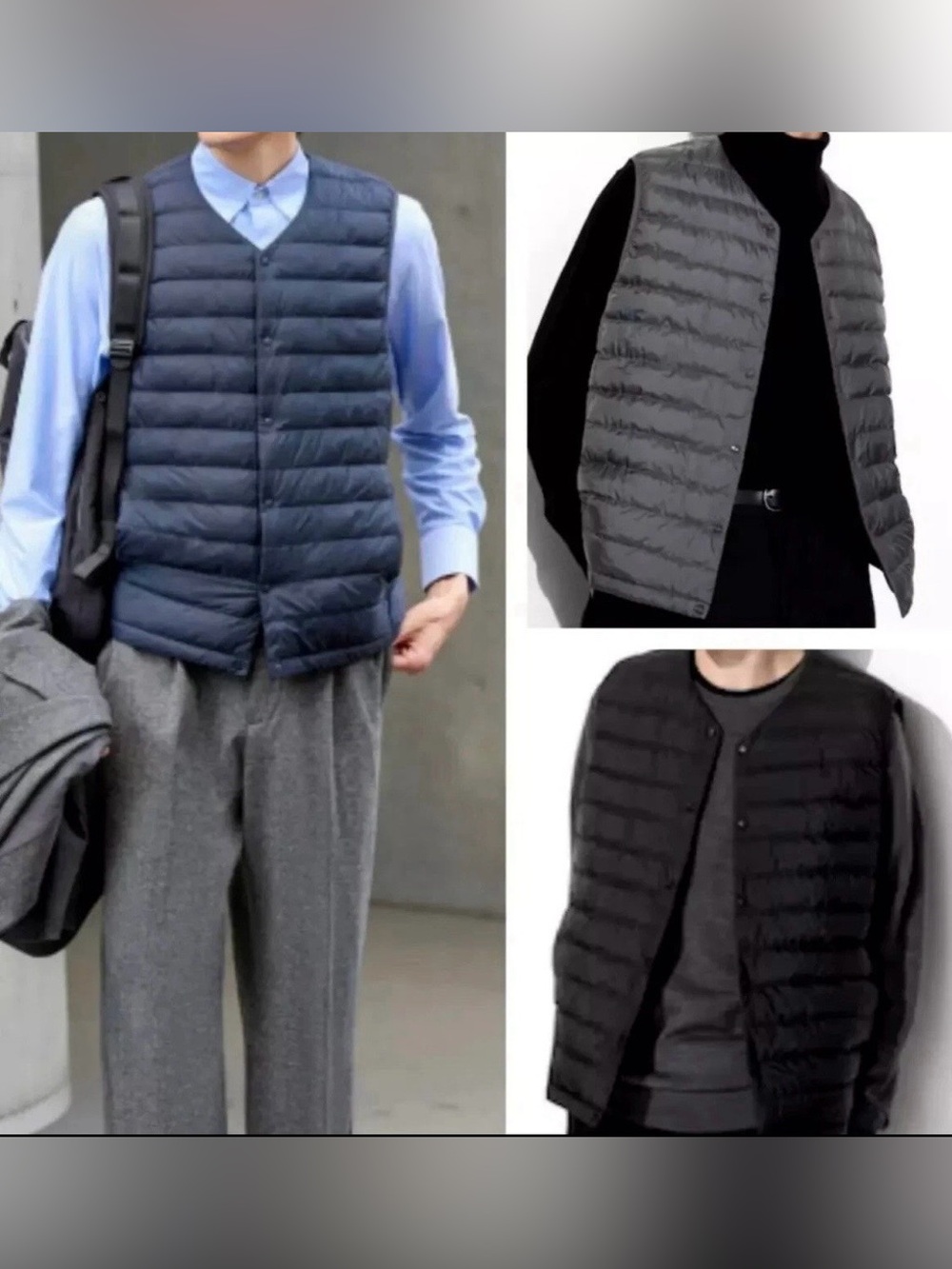 Uniqlo Men’s Ultra Light Down Puffer Vest Snap Button Size L in Olive